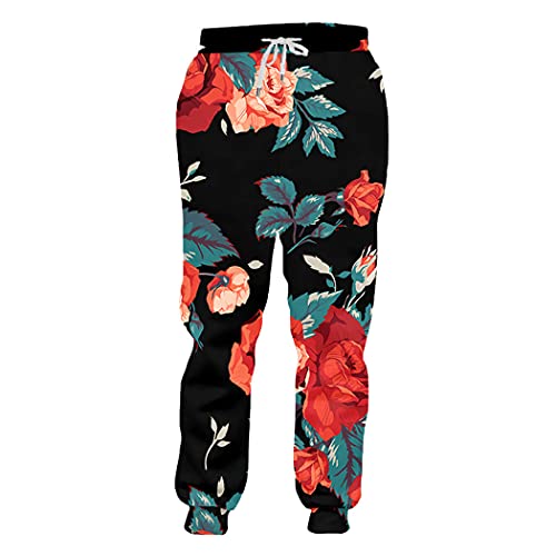Pantalon de survêtement unisexe imprimé 3D feuilles roses taille 34-37