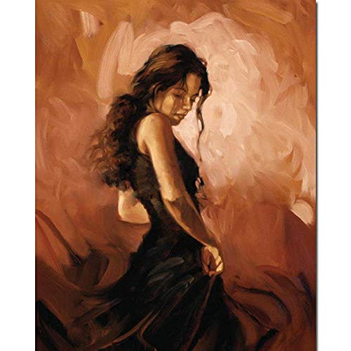 Peinture à l’huile femme pour salon élégant et décoration murale flamenco