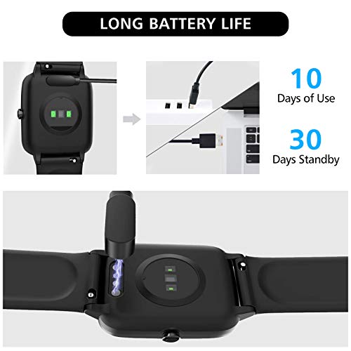 Lintelek Smart Watch, Full Touch Screen Smartwatch, 1.3 Inch Fitness Tracker with HR Monitor, Sleep Tracker, Stopwatch, IP68 Waterproof Fitness Watch Compatible with iOS, Android for Men, Women, Kids