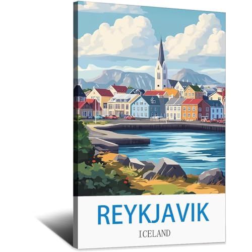 Reykjavik Islande affiche vintage 60x90 cm habiller un mur vide poster déco grand format