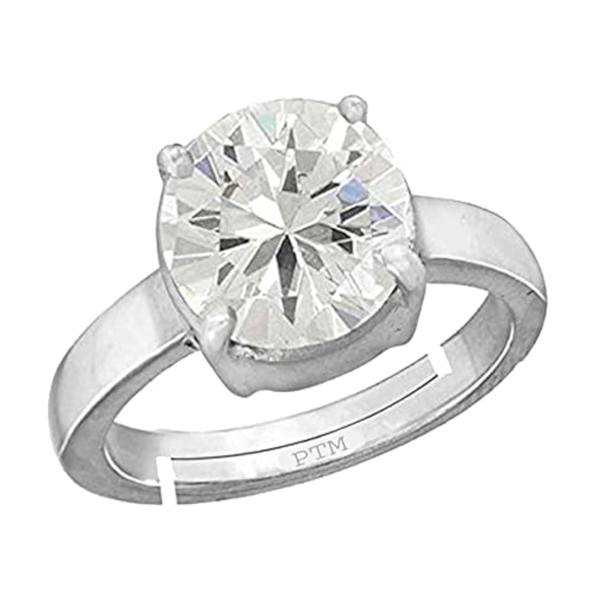 Unisex American Diamond Zircon Adjustable Ring, Certified Gemstone