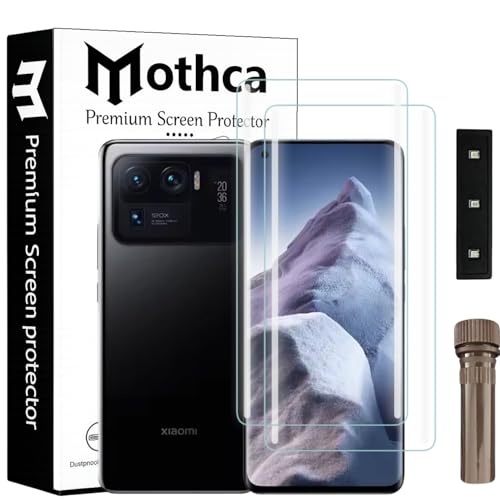 Image of Mothca Curved UV Tempered Glass Screen Protector for Mi 11 Ultra /Mi 11 / Mi 11 Pro | Transparent | Pack of 2 | Borderless Full Screen Coverage with UV Installation Kit