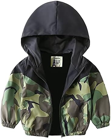 Volunboy Toddler Boys Windbreaker Casual Outerwear Kids Lightweight Zip Hooded Jacket Baby Cute Dust Coat (Camouflage, 1-2T)