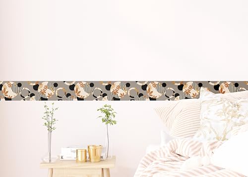AG Design Selbstklebende Bordüre Kreise Blumen, AWB 8272 | Wasserfest Dekoration für Wände, Möbel, Tapeten, Wandverkleidungen und Türen, Folie, Mehrfarbig | Breite 500 cm x Höhe 13.8 cm