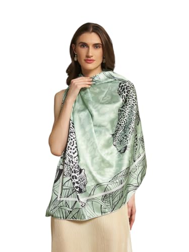 Image of Ravaiyaa - Attitude is everything Women Silk Digital Print Large Square Scarf Breathable Lightweight Neckerchief Printed Headscarf 40 inch x 40 inch Inch