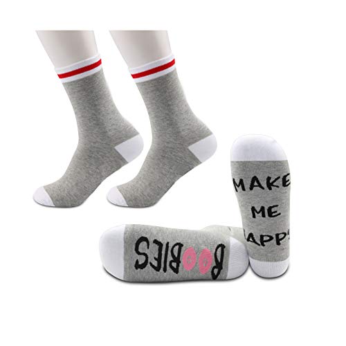 JXGZSO 2 Pairs Boobies Inspired Gift Boobies Socks Boobs Lover Socks Boobies Make Me Happy Socks Funny Joke Gift