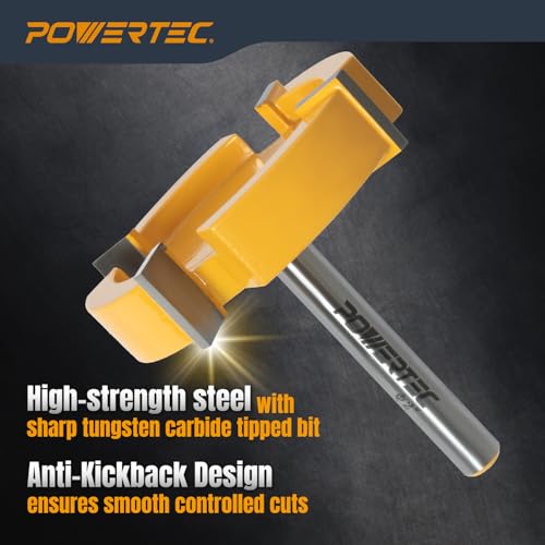 POWERTEC Slab Flattening Router Bit, CNC Router Bits, Surfacing Router Bit 1/4 Shank, 2" Diameter, 1/2" Cutting Depth, Router Planer Bit - Perfect for Spoilboard Surfacing, Wood Milling Planing 73056 - Image 4