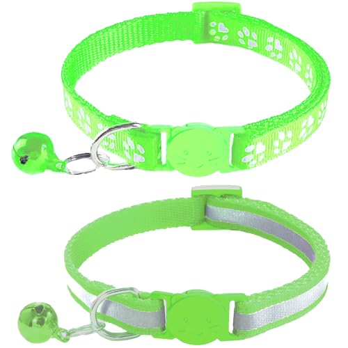 zulinlong 2 Pack Breakaway Cat Collars with Bells, Reflective Design