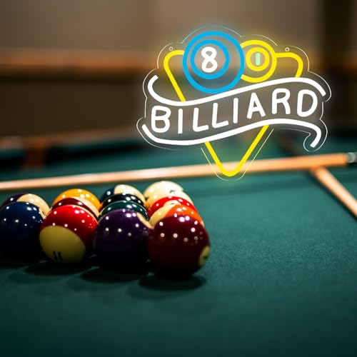 Image of Billiards Neon Signs Led Billiard Neon Light Wall Decor for Billiard Room, Game Room, Pool Table, Bar, Pub, Party, Gift Art for Fans Friend-13.78 x 11 IN-USB Powered-Acrylic