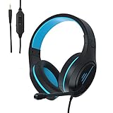 2.4GHz Wireless Gaming Headset with Microphone for Work, PS4, PC, Laptop, Mobile Phone, Over Ear Gamer Headphones with Mic, LED Light, Bass Surround Sound, Soft Ear pads, for Girls and Women (Pink)