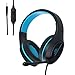 Sades R17 Stereo Gaming Headset for Xbox One PS4 PC, Surround Sound Over-Ear Headphones with Anti-Noise Mic,Volume Control for Laptop, Mac,Smartphone,Games -Black Blue.