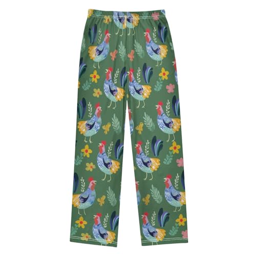 ZZXXB Cock Spring Flowers Boys Long Pants Soft Trousers Elastic Waist Kids Lounge Bottoms with Pockets S-XL2