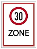 Aufkleber Hinweis Tempo-30-Zone StVO Verkehr Schild Folie selbstklebend | Größe wählbar Made in Germany, Größe: 44x60 cm