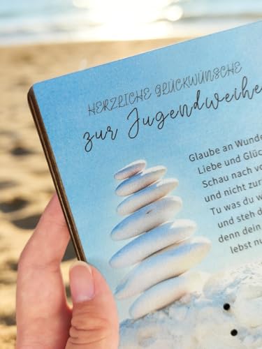 Jugendweihe Geschenke Mädchen Junge, Verpackung Geldgeschenk Jugendweihe - Holz Jugendweihe Karte mit Reagenzglas & Umschlag, Deko & Geschenk Jugendweihe Mädchen Junge