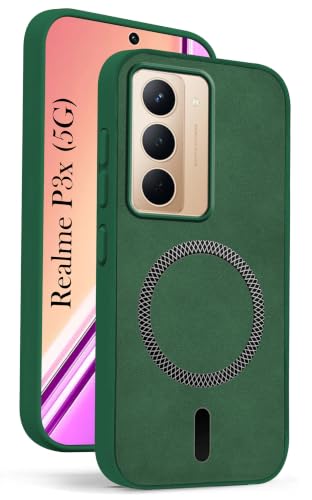 Image of Jkobi Leather Finish Back Cover Case for Realme P3x (MagSafe Compatible Wireless Charging | Soft Touch | Camera Bump Protection)