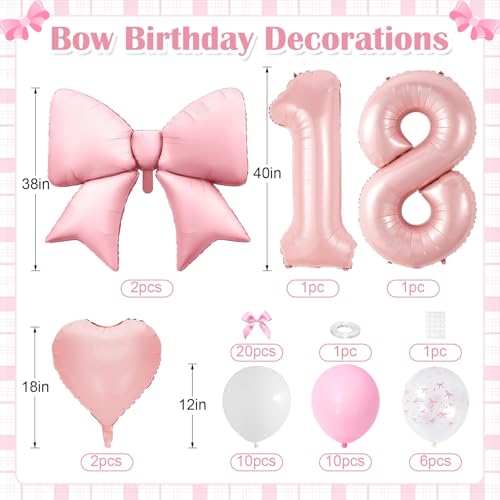 Image of 18th Birthday Decorations for Girl,Pink 18 Balloons for Party Decorations