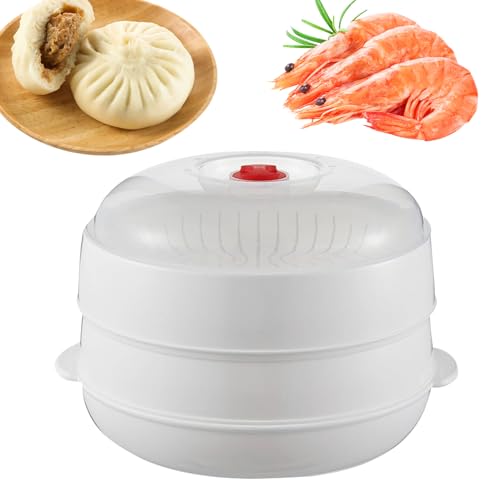 Genérico Vaporera para Microondas con Tapa Y Bandeja - Vaporera De Verduras para Cocina,Utensilio De Cocina para Calentar Comidas Pasta Carne Bacon Maiz Patatas