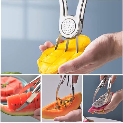 Foto von Angelkiss Mangoschneider, Edelstahl Mangoteiler, Extragroß, Ultrascharf, Tragbar, Schneider Fruchtkernentferner, Benutzt für Mango Teilen & Entkernen KüChenwerkzeug,