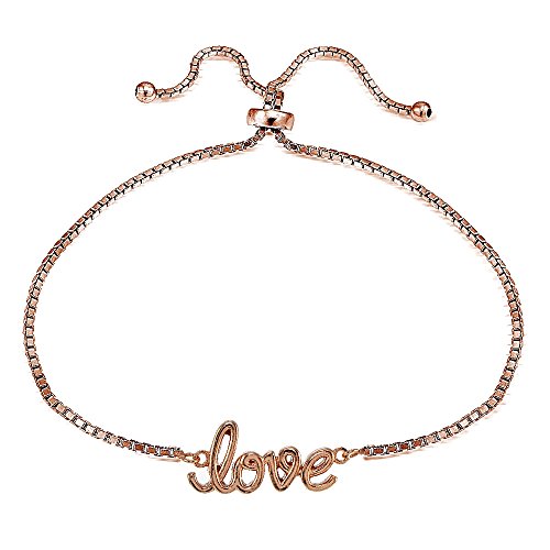 Image of Hoops & Loops Sterling Silver Love Polished Adjustable Bracelet