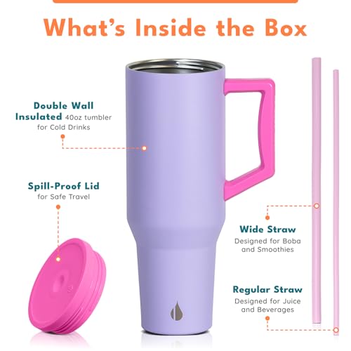 Image of Elemental Spill Proof 40oz Insulated Tumbler with Handle & Straw Travel Mug