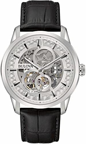 Bulova 96A266 Men's Analogue Mechanical Watch with Leather Strap,...