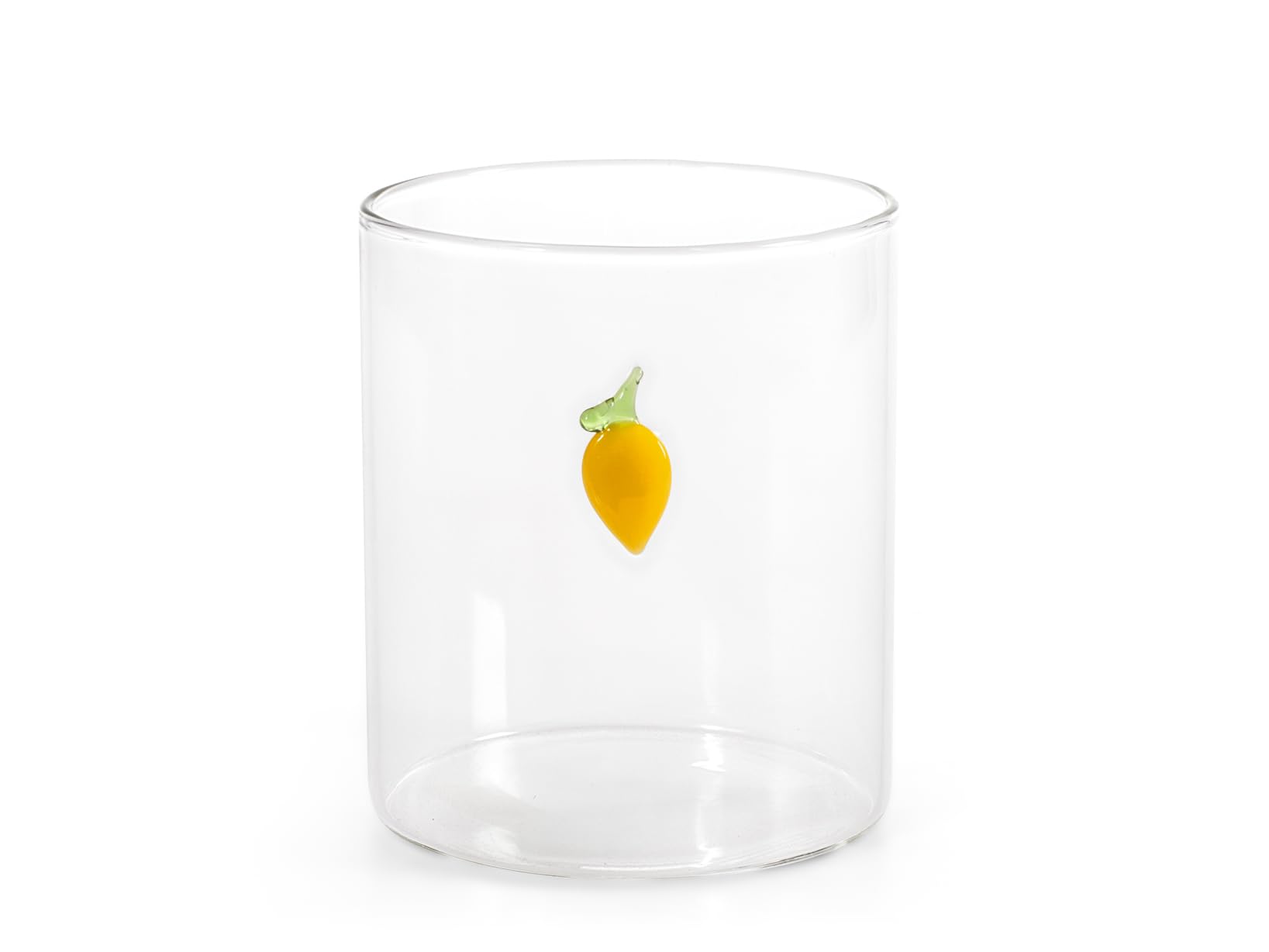H&H, Set 6 Bicchieri in Vetro Borosilicato 42 cl con Miniature Fruttate Esterne – Ciliegie, Fragola, Uva, Limone, Pesca, Ananas – Lavabili in Lavastoviglie