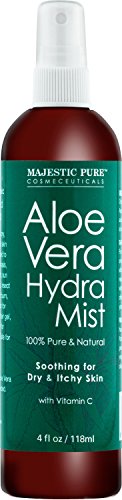 Majestic Pure Aloe Vera Hydra Mist, 100% Pure & Natural, from Organic Cold-Pressed Aloe Vera, good for Skin and/or Hair, 4 fl oz