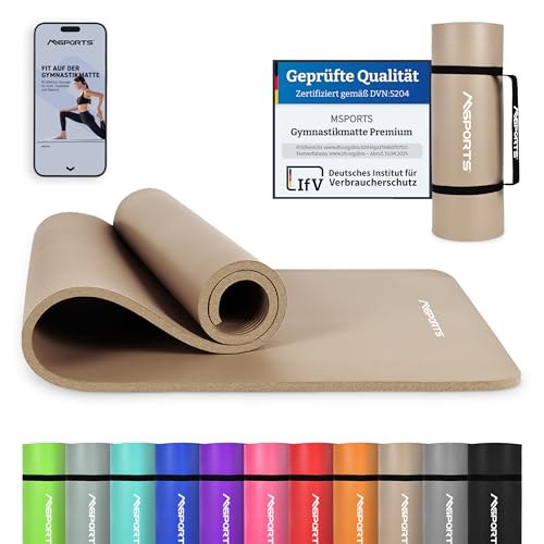 MSPORTS Gymnastikmatte Premium inkl. Tragegurt + Übungsposter + Workout...