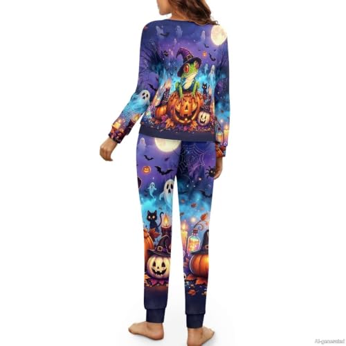 Image of Women's 2 Piece Printed Pajama Set Long Sleeve Sleepwear Set with Long Pants Casual Lounge Sets with Pocket
