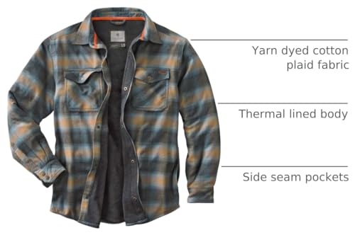 Image of Legendary Whitetails Mens Thermal Lined Shirt Jacket Plaid Flannel Polyfill Insulated Shacket