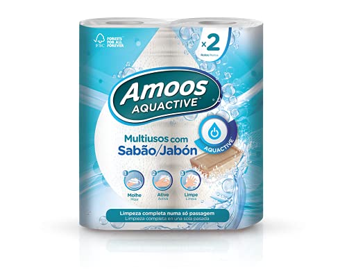 Blake & White 08NKRAQ Aquactive - Rollo de cocina | 3 capas | 2 rollos | Limpiador multiusos 2 en 1
