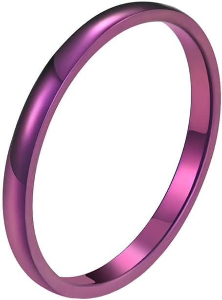 PAURO Unisex Stainless Steel 2mm Couple Rings Stacking Knuckle Band Plain Ring Set for Wedding Party Multi Colors
