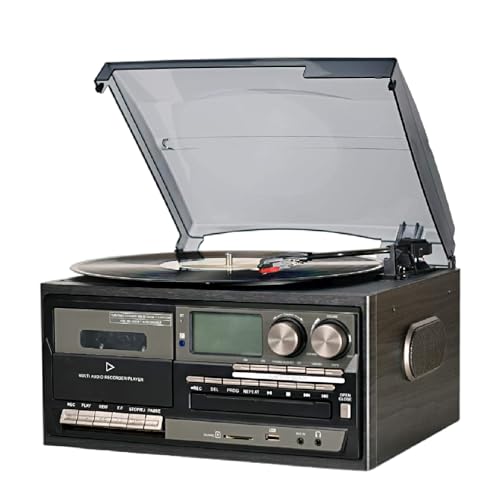 Altoparlanti Stereo Bluetooth con Lettore CD e Vinile: Il Centro Musicale definitivo per audiofili, sistemas Audio Wireless per l;intrattenimento Domestico. (Black 110V)
