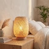 BABARCELONA LED lampe table rotin bois E27 boho