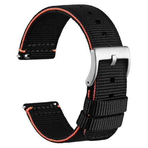 Image of WOCCI Nylon Watch Bands, Contrast Woven Design, Quick Release, Stainless Steel Buckle, Band Width 20mm 22mm 24mm 26mm
