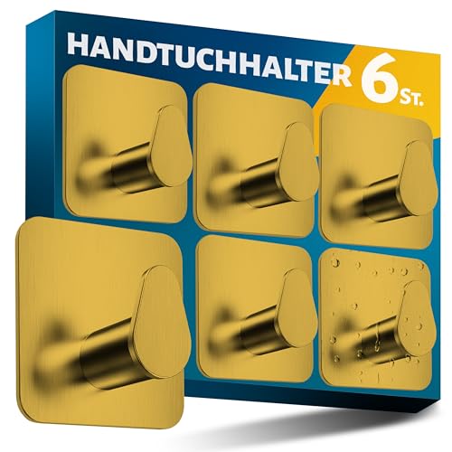 Menz Handtuchhalter ohne Bohren aus Edelstahl, 6 Stück, Golden – Ansicht 1