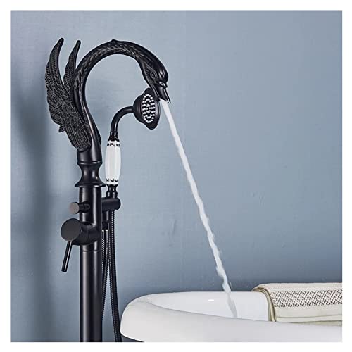 BOSHYUM Robinet de Baignoire autoportant, Robinet de Baignoire sur Pied avec Rotation à 360°, mitigeur à Levier Unique avec douchette à Main