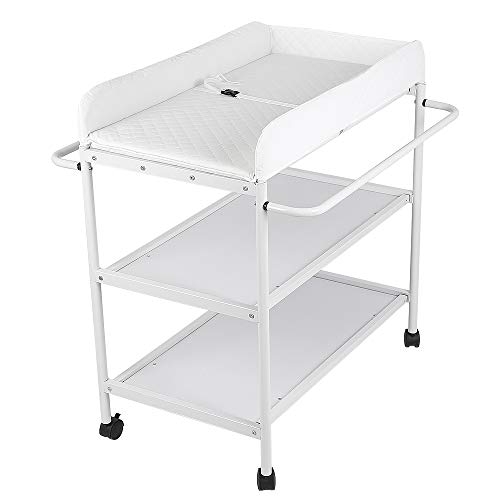 Matelas à langer pliable pour bébé avec structure stable, table à langer portable avec compartiments de rangement, table de massage avec poches en filet et peu encombrant, antibactérien