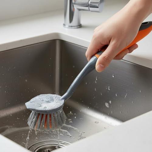 Image of Chakaachak Sink Brush - Dish & Sink Cleaning Brush with Strong Nylon Bristles | Heavy Duty Kitchen Scrub Brush for Utensils & Surfaces | Effective Cleaning