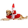 Pet Christmas Costume,Dog Cat Santa Claus Costumes,Running Santa Small Large Dog Outfit,Cute Puppy Kitten Cosplay Coat,Dressing up Warm Winter Clothes,Funny Gift Suits for Christmas,Party,Birthday,L