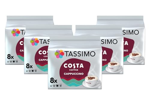 Tassimo Costa Cappuccino Coffee Pods X8 (Pack of 5 Total 40 Drinks)