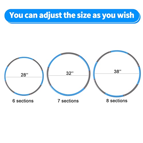 image for NEOWEEK 2lb Exercise Hoops for Adults, Adjustable Hoola Weighted Hoop,