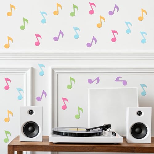 Image of Music Note Glitter Cutouts - 100Pcs Colorful Music Notes Themed Paper Cut-Outs Musical Notes Shaped Paper Die Cut for Concert Party Back to School Baby Shower Classroom Bulletin Border Wall Decors