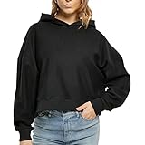 Urban Classics Damen Ladies Oversized Short Rib Hoody Sweatshirt, Schwarz, S EU