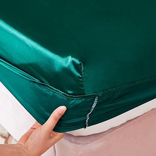Drap housse en satin de soie élastique housse de matelas 160x200 couleur unie - 5