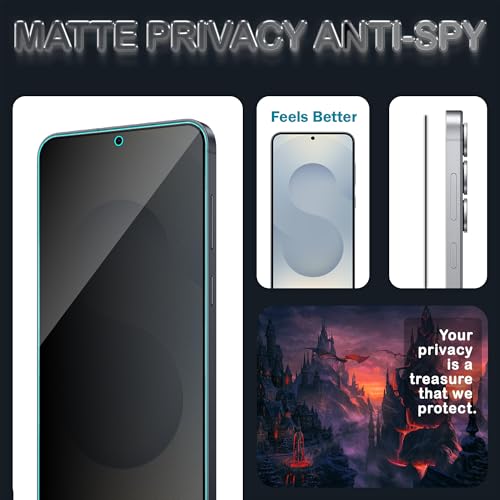 Image of ArmourPro Anti-Spy Matte Privacy Tempered Glass for Samsung Galaxy S25 and S24 with Edge to Edge Protector Coverage and Easy Installation kit | Black, Pack of 2
