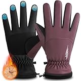 rivmount Winter Waterproof Ski Snow Warm Gloves Women Men, Windproof Cold Weather Thermal with Touchscreen Fingers, for Running Driving Cycling Hiking Biking Outdoor Sports Daily Work (Purple, M)