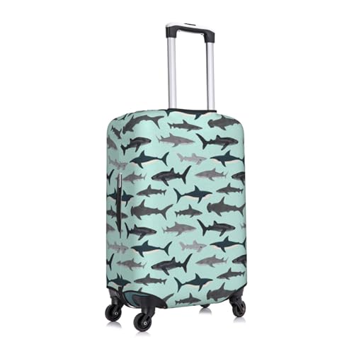 Shark Print Suitcase Cover Luggage Protector Washable Elastic Fashionable Travel Gear Cover3