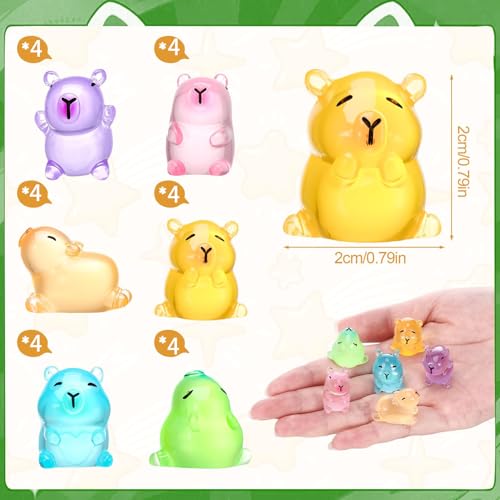 Image of 24pcs Miniature Toys, Blind Bag, Glow in The Dark Capybara Figures for Aquarium and Garden Decoration, Three-Dimensional Night Light Display Pieces, Blind Box Collectibles
