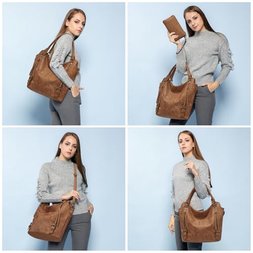 Image of Tote Bag for Women PU Leather Shoulder Bags Fashion Hobo Bags Large Purse and Handbags with Adjustable Shoulder Strap